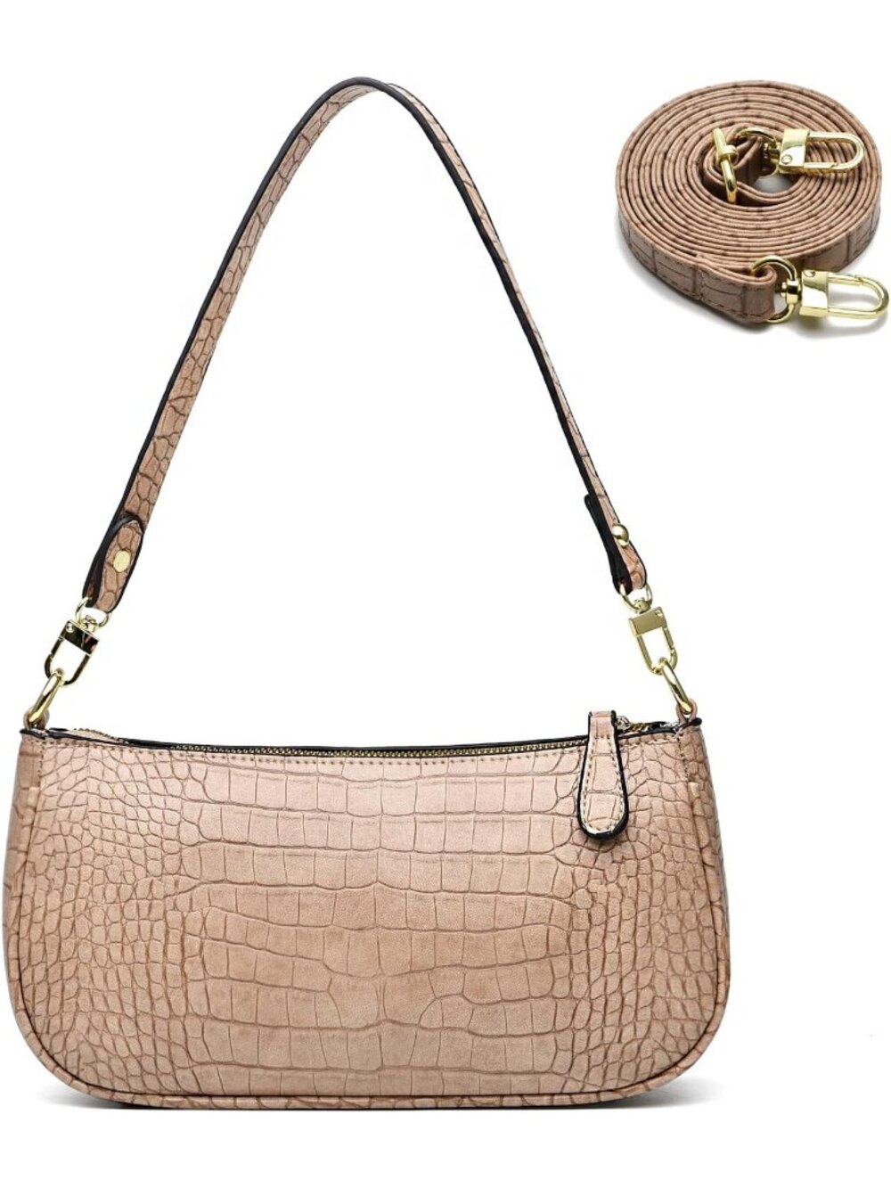 👜Women's Khaki Crocodile Tote Bag Small Crossbody Retro Shoulder Classic Purse